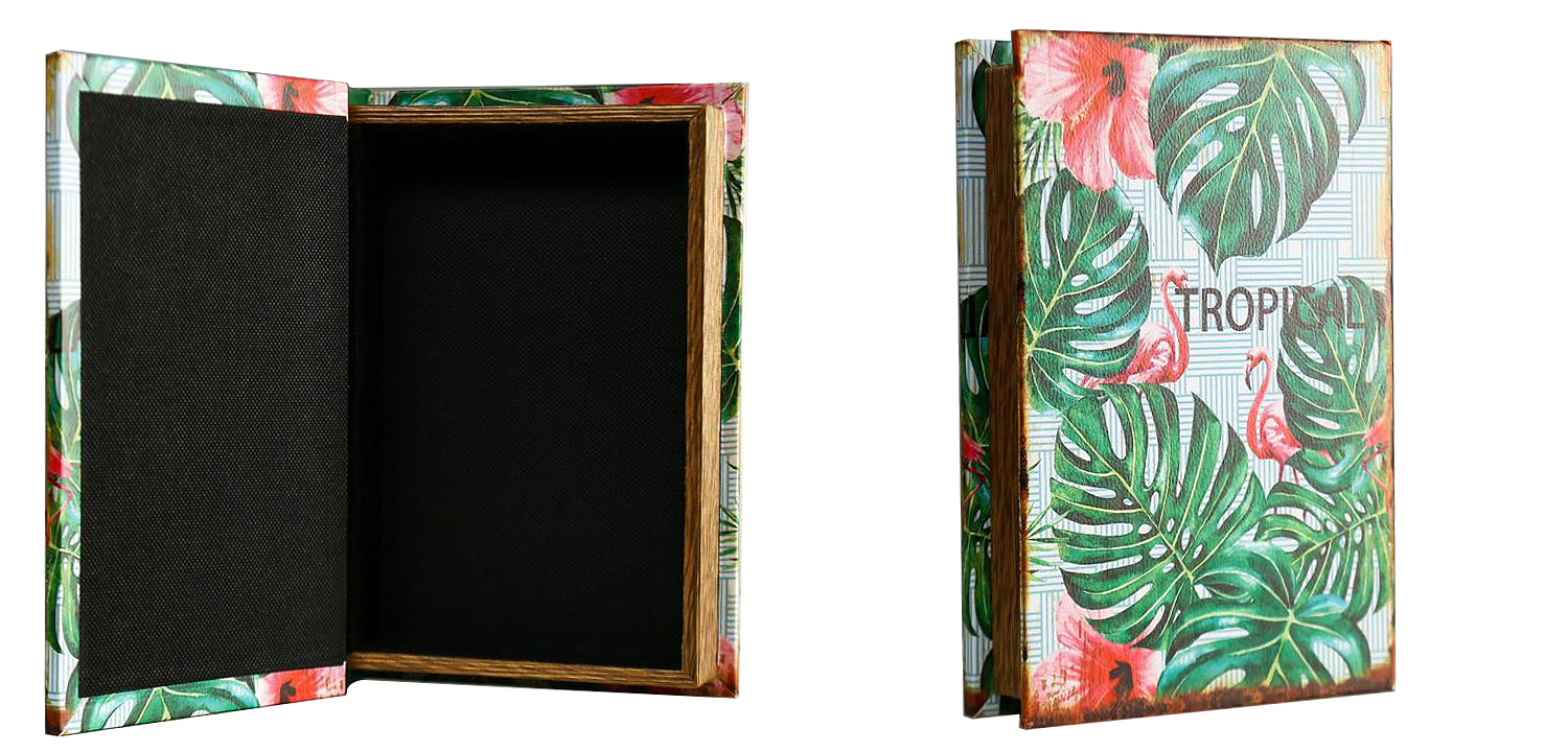 Шкатулка-книга Tropical Flamingos Mirror Book Box Шкатулка-книга Tropical Flamingos Mirror Book Box - Loft-Concept в Воронеже