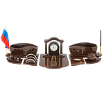 Настольный письменный набор с часами из природного камня обсидиана Competent Leader варинант исполнения - 1 | Loft Concept в Воронеже