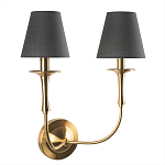 Бра с металлическим основанием бронзового цвета и 2-мя черными конусовидными абажурами Dignity варинант исполнения - 1 | Loft Concept в Воронеже