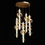 Люстра с плафонами из прозрачного и янтарного стекла в виде шаров и ромбов Gabriel Scott Luna варинант исполнения - 3 | Loft Concept в Воронеже