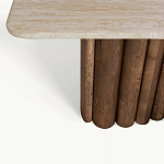 Консоль с овальной столешницей и фактурным деревянным основанием Enzo варинант исполнения - 3 | Loft Concept в Воронеже