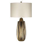 Настольная лампа с рифленым керамическим основанием в бронзовом цвете и жемчужным шёлковым абажуром Elstead Lighting варинант исполнения - 1 | Loft Concept в Воронеже