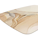 Обеденный стол с прямоугольной бежевой столешницей из стекла на 4-х деревянных ножках Beige Marble варинант исполнения - 4 | Loft Concept в Воронеже