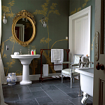 Обои ручная роспись Bamboo Golden on Blue grey dyed silk варинант исполнения - 1 | Loft Concept в Воронеже