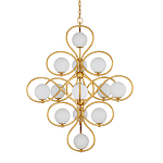 Люстра с закругленным каркасом золотого цвета и белыми плафонами Round Curl варинант исполнения - 2 | Loft Concept в Воронеже