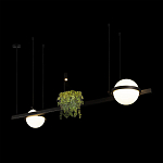 Подвесной светильник линейный с 2-мя шарообразными плафонами и цилиндрическим спотом Light of Еyes варинант исполнения - 4 | Loft Concept в Воронеже