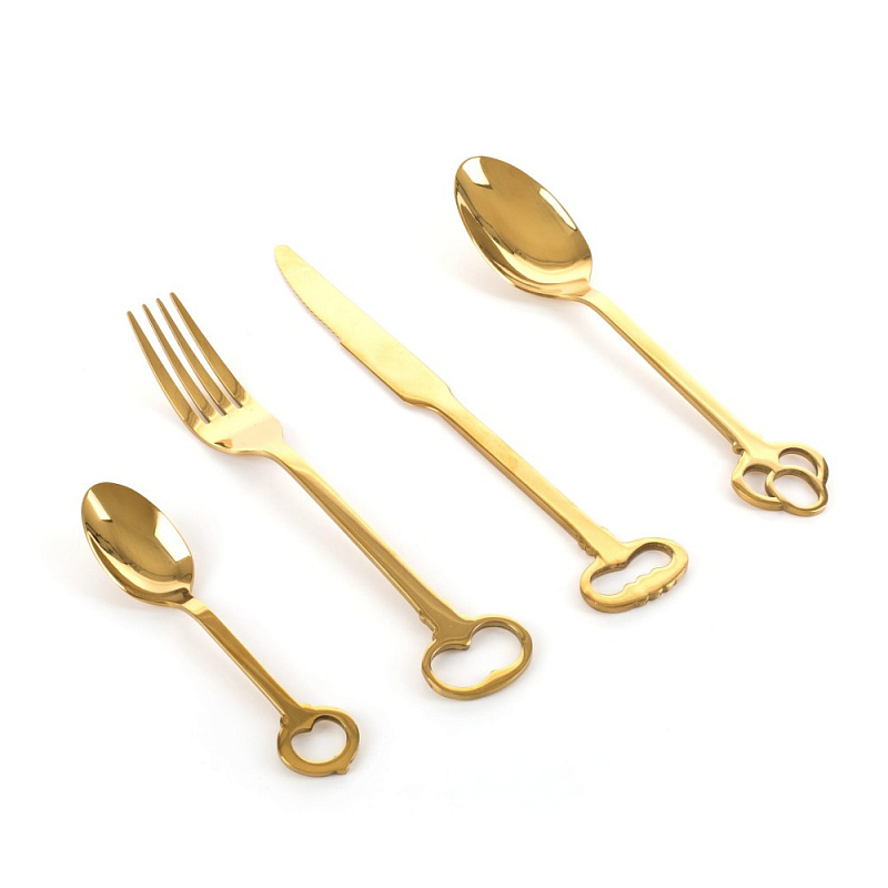 Набор столовых приборов Seletti Keytlery Gold set of 6 Золотой в Воронеже | Loft Concept 