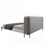 Кровать двуспальная серая с мягким изголовьем из экокожи и ткани Modern Look варинант исполнения - 4 | Loft Concept в Воронеже