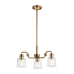 Люстра цвета латунь с 3-мя прозрачными стеклянными плафонами Kichler варинант исполнения - 2 | Loft Concept в Воронеже