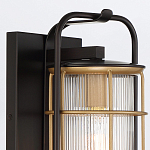 Настенный фонарь цилиндрической формы с рифленым стеклом в золотом каркасе на черном прямоугольном основании Eurofase варинант исполнения - 5 | Loft Concept в Воронеже