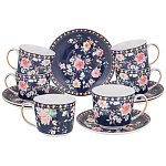 Чайный сервиз из фарфора синий на 6 персон 14 предметов Flower Porcelain Collection варинант исполнения - 1 | Loft Concept в Воронеже