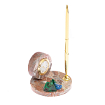 Часы настольные с шариковой металлической ручкой из натурального камня Stone Clock варинант исполнения - 8 | Loft Concept в Воронеже