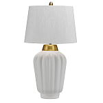 Настольная лампа с белым конусным абажуром и ребристым керамическим основанием Quintiesse варинант исполнения - 1 | Loft Concept в Воронеже