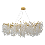 Люстра подвесная с золотистыми ветками и стеклянными подвесками в виде листьев Длина 130 см FAIRYTREE Light варинант исполнения - 1 | Loft Concept в Воронеже