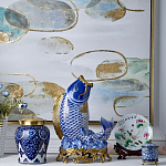 Ваза с насыщенным синим орнаментом и золотой крышкой Blue & White Ornament  варинант исполнения - 1 | Loft Concept в Воронеже