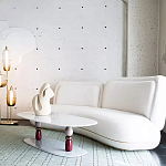 Дизайнерский журнальный стол на 2-х фигурных ножках с подстольем Lycad варинант исполнения - 3 | Loft Concept в Воронеже