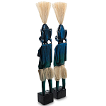 Комплект из 2-х деревянных статуэток Asmat Straw Headdress Statuettes Blue варинант исполнения - 8 | Loft Concept в Воронеже