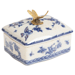 Фарфоровая шкатулка с бронзовой стрекозой Blue and White варинант исполнения - 1 | Loft Concept в Воронеже