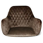 Барный стул со спинкой и подлокотниками на 4-х деревянных ножках Douglas Rhombus Коричневый Велюр варинант исполнения - 3 | Loft Concept в Воронеже