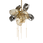 Люстра подвесная со стеклянными плафонами из дымчатого и золотистого с шестью вертикальными подвесками Gilded Mirage  варинант исполнения - 7 | Loft Concept в Воронеже