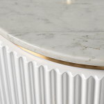 Тумбочка белая круглая с мраморной столешницей Thoroughbass варинант исполнения - 1 | Loft Concept в Воронеже