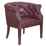 Кресло низкое из натуральной кожи на 4-х деревянных ножках из массива бука Chloe Leather Armchair vine варинант исполнения - 1 | Loft Concept в Воронеже