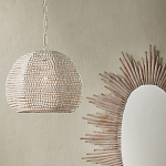 Подвесной светильник в форме купола с декором из круглых деревянных бусин White Wooden Beads Chandelier варинант исполнения - 4 | Loft Concept в Воронеже