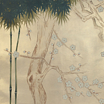 Обои ручная роспись Bamboo River Blossom Original colourway on Brushed Gold gilded paper варинант исполнения - 2 | Loft Concept в Воронеже