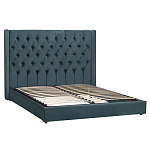 Кровать двуспальная зеленая с основанием из массива дерева с мягким изголовьем Velour Beds варинант исполнения - 1 | Loft Concept в Воронеже