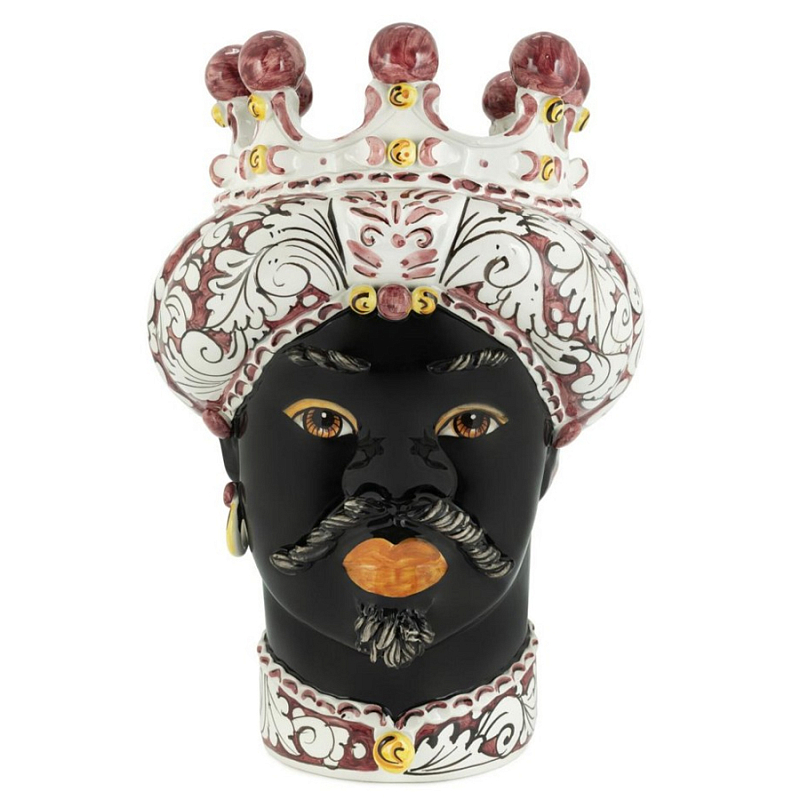Ваза Vase Moro Man Ornate Bordeaux Черный Бордовый Белый в Воронеже | Loft Concept 
