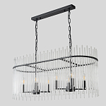 Люстра подвесная овальная со стеклянными прозрачными трубками и металлическим каркасом черного цвета Nembus варинант исполнения - 4 | Loft Concept в Воронеже