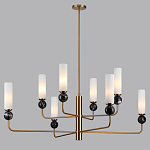 Люстра на штанге с 8-ю цилиндрическими матовыми плафонами и шарами из камня Orb Essence варинант исполнения - 6 | Loft Concept в Воронеже