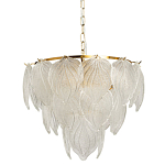 Люстра на цепи с прозрачными стеклянными подвесками в виде листьев Textured Glass Chandelier варинант исполнения - 1 | Loft Concept в Воронеже