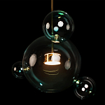 Подвесной светильник с прозрачными бирюзовыми стеклянными шарами и золотыми деталями Диаметр 43 Giopato & Coombes варинант исполнения - 6 | Loft Concept в Воронеже