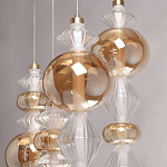 Люстра с плафонами из прозрачного и янтарного стекла в виде шаров и ромбов Gabriel Scott Luna варинант исполнения - 7 | Loft Concept в Воронеже