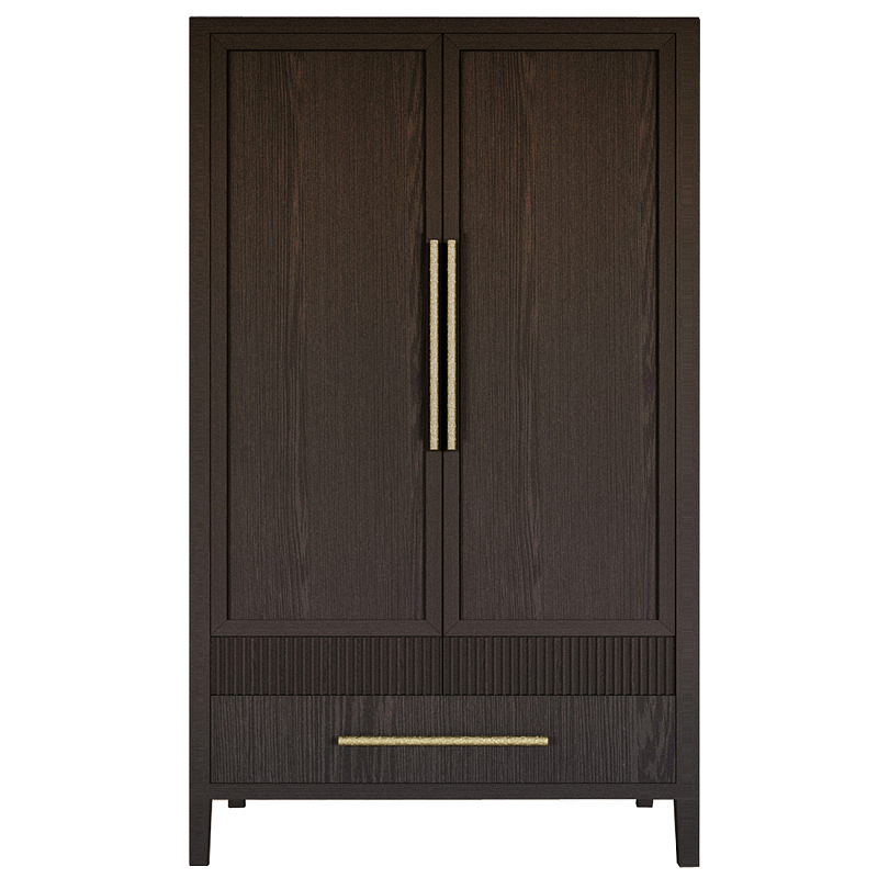 Шкаф платяной Primo с выдвижными ящиками шпон Темный орех Темный дуб Золотой в Воронеже | Loft Concept 