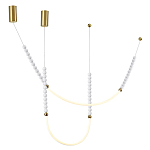 Подвесной светильник с 3-мя изогнутыми плафонами и белыми декоративными шариками PEARLS Suspension варинант исполнения - 4 | Loft Concept в Воронеже