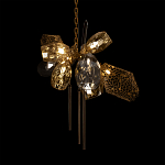 Люстра подвесная со стеклянными плафонами из дымчатого и золотистого с тремя вертикальными подвесками Gilded Mirage  варинант исполнения - 4 | Loft Concept в Воронеже