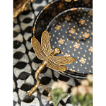 Блюдо черного цвета из фрафора на бронзовых ножках в виде стрекоз Eden Garden варинант исполнения - 5 | Loft Concept в Воронеже