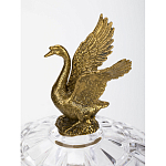 Конфетница из прозрачного рельефного стекла с ручками в виде стрекоз и фигуркой лебедя Eden Garden варинант исполнения - 3 | Loft Concept в Воронеже