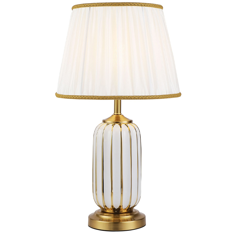 Настольная лампа с абажуром Terenzio White Table Lamp Белый Золотой Настольная лампа с абажуром Terenzio White Table Lamp Белый Золотой в Воронеже | Loft Concept
