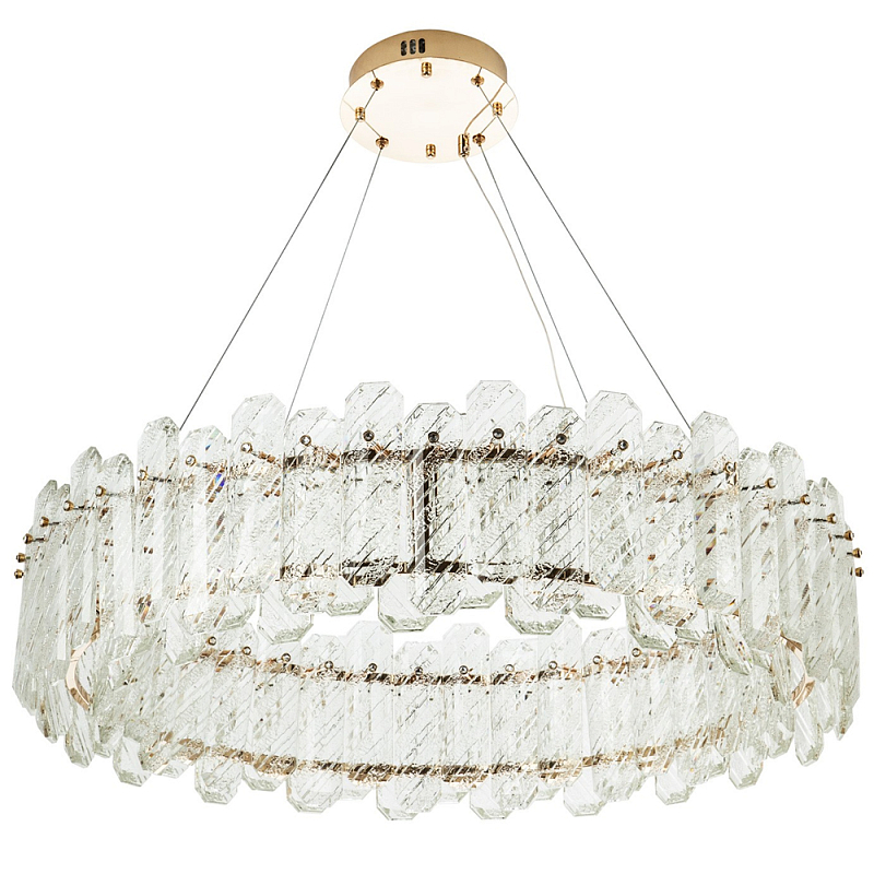 Круглая люстра с декором из рельефного стекла Cassian Relief Glass Chandelier 80 Золотой Прозрачное Стекло Круглая люстра с декором из рельефного стекла Cassian Relief Glass Chandelier 80 Золотой Прозрачное Стекло в Воронеже | Loft Concept