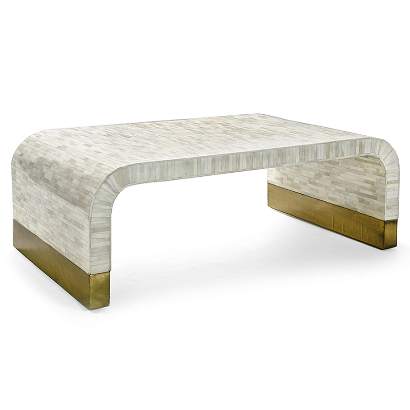 Стол журнальный Белый  BONE INLAY SIDE TABLE-Cream ivory ( слоновая кость ) Золотой в Воронеже | Loft Concept 