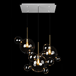 Люстра подвесная 3 лампы с прозрачными стеклянными шарами и золотыми деталями Giopato & Coombes варинант исполнения - 2 | Loft Concept в Воронеже