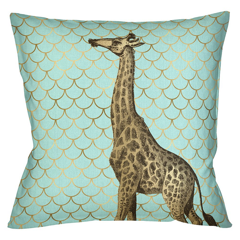 Подушка Safari light blue giraffe Бирюзовый Глянцевое золото Подушка Safari light blue giraffe Бирюзовый Глянцевое золото в Воронеже | Loft Concept