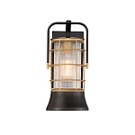 Настенный фонарь цилиндрической формы с рифленым стеклом в золотом каркасе на черном прямоугольном основании Eurofase варинант исполнения - 12 | Loft Concept в Воронеже