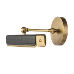 Светильник для картин цвет винтажная латунь с прямоугольным плафоном из кожи черного цвета Alora варинант исполнения - 2 | Loft Concept в Воронеже