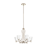 Люстра цвета никель с 6-ю рифлеными стеклянными плафонами и изогнутым каркасом Kichler варинант исполнения - 2 | Loft Concept в Воронеже