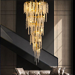 Люстра многоярусная с каркасом из металла и прозрачными подвесками FAIRYTREE Light варинант исполнения - 3 | Loft Concept в Воронеже