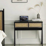 Дизайнерский письменный стол матово-чёрного цвета с 2-мя плетеными ящиками Glade Desk варинант исполнения - 2 | Loft Concept в Воронеже